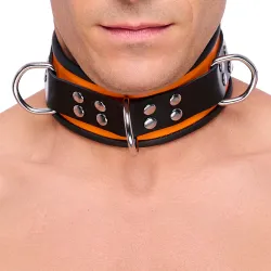 The Red Collier en cuir 3 Anneaux D Orange-Noir